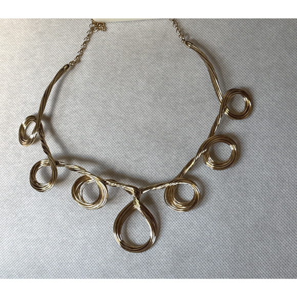 Mia Collection Jewelry Necklace Circle Bent Wire Earrings Ball Set Gold Color - Picture 3 of 7